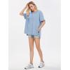 imageEXLURA Womens Summer Oversized T Shirts 2025 Casual Short Sleeve Loose Maternity Tops Crewneck Tunic Plus Gym Workout TopGrey Blue