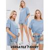 imageEXLURA Womens Summer Oversized T Shirts 2025 Casual Short Sleeve Loose Maternity Tops Crewneck Tunic Plus Gym Workout TopGrey Blue
