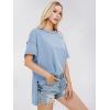 imageEXLURA Womens Summer Oversized T Shirts 2025 Casual Short Sleeve Loose Maternity Tops Crewneck Tunic Plus Gym Workout TopGrey Blue
