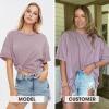 imageEXLURA Womens Summer Oversized T Shirts 2025 Casual Short Sleeve Loose Maternity Tops Crewneck Tunic Plus Gym Workout TopGrey Purple