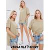 imageEXLURA Womens Summer Oversized T Shirts 2025 Casual Short Sleeve Loose Maternity Tops Crewneck Tunic Plus Gym Workout TopKhaki