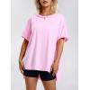 imageEXLURA Womens Summer Oversized T Shirts 2025 Casual Short Sleeve Loose Maternity Tops Crewneck Tunic Plus Gym Workout TopLight Pink
