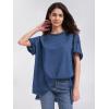 imageEXLURA Womens Summer Oversized T Shirts 2025 Casual Short Sleeve Loose Maternity Tops Crewneck Tunic Plus Gym Workout TopNavy Blue