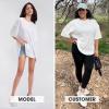 imageEXLURA Womens Summer Oversized T Shirts 2025 Casual Short Sleeve Loose Maternity Tops Crewneck Tunic Plus Gym Workout TopWhite