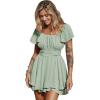 imageEXLURA Womens 2025 Summer Ruffle Short Sleeve Tie Back Romper Dress Square Neck A Line Cute Dressy Short JumpsuitsMint Green