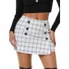imageEXLURA Womens Button Bodycon Mini Skirt Sexy Night Club High Waist Elastic Y2K Fall Winter Plaid SkirtsWhite Plaid