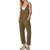 imageEXLURA Womens Fall High Roller Denim Bib Jumpsuits Casual Loose Overalls Baggy Jeans Romper with Pockets 2024 OutfitsArmy Green