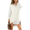 imageEXLURA Womens Oversized Sweater Vest Knit V Neck Tunic Casual Sleeveless Long Pullover Tank Tops Winter Spring Trendy 2025White