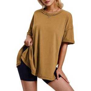 imageEXLURA Womens Summer Oversized T Shirts 2025 Casual Short Sleeve Loose Maternity Tops Crewneck Tunic Plus Gym Workout TopGinger