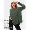 imageEXLURA Waffle Knit Long Sleeve Shirts for Womens Crewneck Loose Babydoll Tunic Tops Maternity Tops Fall Fashion 2025 ClothesArmy Green