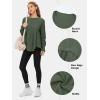 imageEXLURA Waffle Knit Long Sleeve Shirts for Womens Crewneck Loose Babydoll Tunic Tops Maternity Tops Fall Fashion 2025 ClothesArmy Green