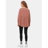 imageEXLURA Waffle Knit Long Sleeve Shirts for Womens Crewneck Loose Babydoll Tunic Tops Maternity Tops Fall Fashion 2025 ClothesBrick Red