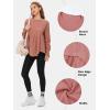 imageEXLURA Waffle Knit Long Sleeve Shirts for Womens Crewneck Loose Babydoll Tunic Tops Maternity Tops Fall Fashion 2025 ClothesBrick Red