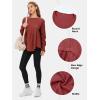imageEXLURA Waffle Knit Long Sleeve Shirts for Womens Crewneck Loose Babydoll Tunic Tops Maternity Tops Fall Fashion 2025 ClothesBurgundy
