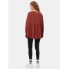 imageEXLURA Waffle Knit Long Sleeve Shirts for Womens Crewneck Loose Babydoll Tunic Tops Maternity Tops Fall Fashion 2025 ClothesBurgundy