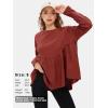 imageEXLURA Waffle Knit Long Sleeve Shirts for Womens Crewneck Loose Babydoll Tunic Tops Maternity Tops Fall Fashion 2025 ClothesBurgundy