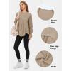 imageEXLURA Waffle Knit Long Sleeve Shirts for Womens Crewneck Loose Babydoll Tunic Tops Maternity Tops Fall Fashion 2025 ClothesCoffee Grey