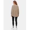 imageEXLURA Waffle Knit Long Sleeve Shirts for Womens Crewneck Loose Babydoll Tunic Tops Maternity Tops Fall Fashion 2025 ClothesCoffee Grey