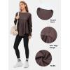 imageEXLURA Waffle Knit Long Sleeve Shirts for Womens Crewneck Loose Babydoll Tunic Tops Maternity Tops Fall Fashion 2025 ClothesDark Brown