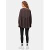imageEXLURA Waffle Knit Long Sleeve Shirts for Womens Crewneck Loose Babydoll Tunic Tops Maternity Tops Fall Fashion 2025 ClothesDark Brown