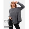 imageEXLURA Waffle Knit Long Sleeve Shirts for Womens Crewneck Loose Babydoll Tunic Tops Maternity Tops Fall Fashion 2025 ClothesDark Grey