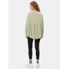 imageEXLURA Waffle Knit Long Sleeve Shirts for Womens Crewneck Loose Babydoll Tunic Tops Maternity Tops Fall Fashion 2025 ClothesGrey Green