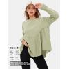 imageEXLURA Waffle Knit Long Sleeve Shirts for Womens Crewneck Loose Babydoll Tunic Tops Maternity Tops Fall Fashion 2025 ClothesGrey Green