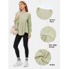 imageEXLURA Waffle Knit Long Sleeve Shirts for Womens Crewneck Loose Babydoll Tunic Tops Maternity Tops Fall Fashion 2025 ClothesGrey Green