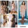 imageEXLURA Womens 2025 Mock Neck Ribbed Long Sleeve Bodycon Pullover Cute Mini Sweater DressApricot