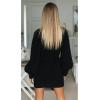 imageEXLURA Womens 2025 Mock Neck Ribbed Long Sleeve Bodycon Pullover Cute Mini Sweater DressBlack