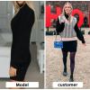 imageEXLURA Womens 2025 Mock Neck Ribbed Long Sleeve Bodycon Pullover Cute Mini Sweater DressBlack