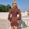 imageEXLURA Womens 2025 Mock Neck Ribbed Long Sleeve Bodycon Pullover Cute Mini Sweater DressCaramel
