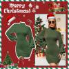 imageEXLURA Womens 2025 Mock Neck Ribbed Long Sleeve Bodycon Pullover Cute Mini Sweater DressOlive Green