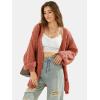 imageEXLURA Womens 2025 Oversized Cardigan Sweaters Fall Winter Lightweight Soft Knit Cardigan Open Front Button Outwear CoatsBrick Red