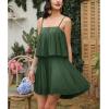 imageEXLURA Womens 2025 Summer Romper Dress Spaghetti Strap Pleated Fashion Short Jumpsuit OutfitsDark Green