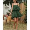 imageEXLURA Womens 2025 Summer Romper Dress Spaghetti Strap Pleated Fashion Short Jumpsuit OutfitsDark Green