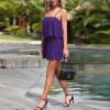imageEXLURA Womens 2025 Summer Romper Dress Spaghetti Strap Pleated Fashion Short Jumpsuit OutfitsDark Purple