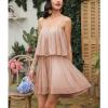 imageEXLURA Womens 2025 Summer Romper Dress Spaghetti Strap Pleated Fashion Short Jumpsuit OutfitsDusty Pink