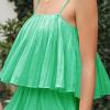 imageEXLURA Womens 2025 Summer Romper Dress Spaghetti Strap Pleated Fashion Short Jumpsuit OutfitsGreen