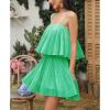 imageEXLURA Womens 2025 Summer Romper Dress Spaghetti Strap Pleated Fashion Short Jumpsuit OutfitsGreen