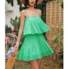 imageEXLURA Womens 2025 Summer Romper Dress Spaghetti Strap Pleated Fashion Short Jumpsuit OutfitsGreen