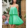 imageEXLURA Womens 2025 Summer Romper Dress Spaghetti Strap Pleated Fashion Short Jumpsuit OutfitsGreen