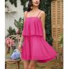 imageEXLURA Womens 2025 Summer Romper Dress Spaghetti Strap Pleated Fashion Short Jumpsuit OutfitsHot Pink