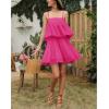 imageEXLURA Womens 2025 Summer Romper Dress Spaghetti Strap Pleated Fashion Short Jumpsuit OutfitsHot Pink