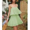 imageEXLURA Womens 2025 Summer Romper Dress Spaghetti Strap Pleated Fashion Short Jumpsuit OutfitsLight Green