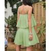 imageEXLURA Womens 2025 Summer Romper Dress Spaghetti Strap Pleated Fashion Short Jumpsuit OutfitsLight Green