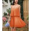 imageEXLURA Womens 2025 Summer Romper Dress Spaghetti Strap Pleated Fashion Short Jumpsuit OutfitsOrange