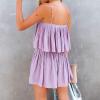 imageEXLURA Womens 2025 Summer Romper Dress Spaghetti Strap Pleated Fashion Short Jumpsuit OutfitsPurple