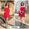 imageEXLURA Womens 2025 Summer Romper Dress Spaghetti Strap Pleated Fashion Short Jumpsuit OutfitsRed