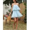 imageEXLURA Womens 2025 Summer Romper Dress Spaghetti Strap Pleated Fashion Short Jumpsuit OutfitsSky Blue